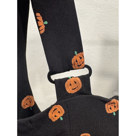 Unique Vintage Suspender Pumpkin Pencil Dress Large 10 12 Halloween Retro Pin Up - Picture 6 of 8
